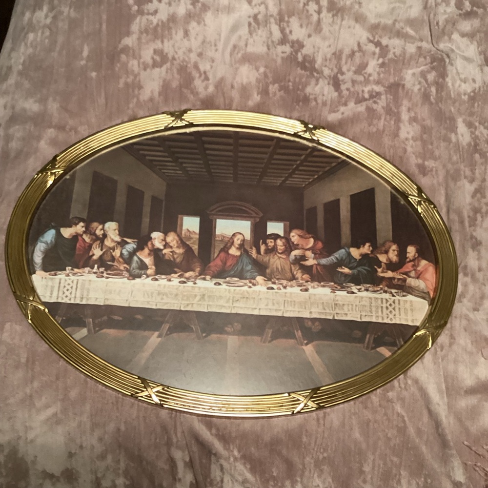 Gold Framed Oval Wall Art - The Last Supper Style
